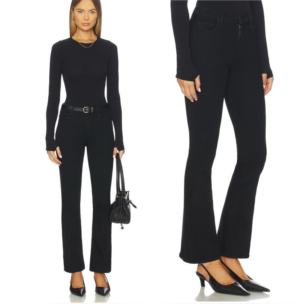 MOTHER THE Weekender Flared Jeans in “Pitch” black